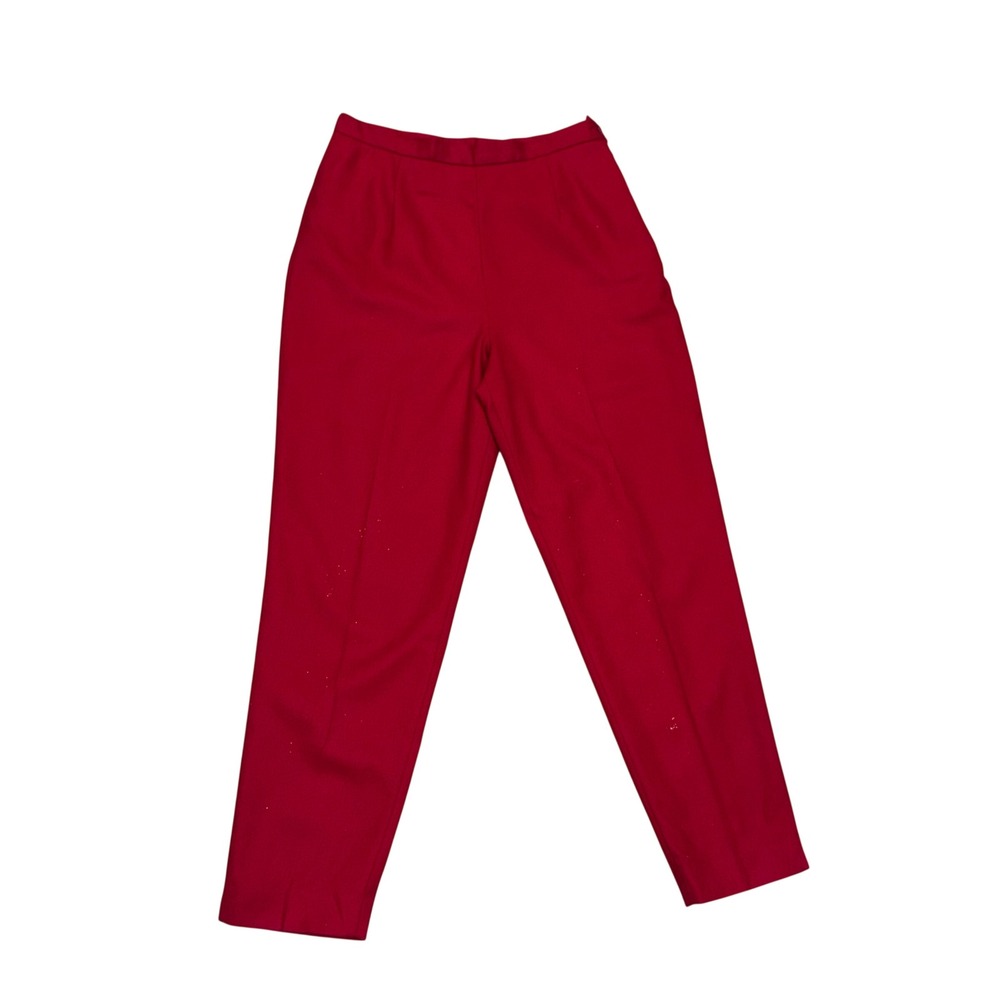 Pendleton Trousers‎ Women 12 Red Excellent Vintage Wool High Waist Side Zip USA